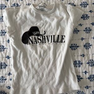 Brandy Melville White Nashville Music Tee